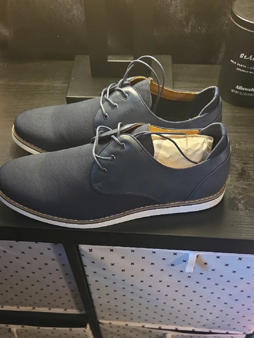 Men's Navy Derby Lace-Up Shoes